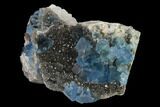 Blue Cubic Fluorite on Smoky Quartz - China #140722-2